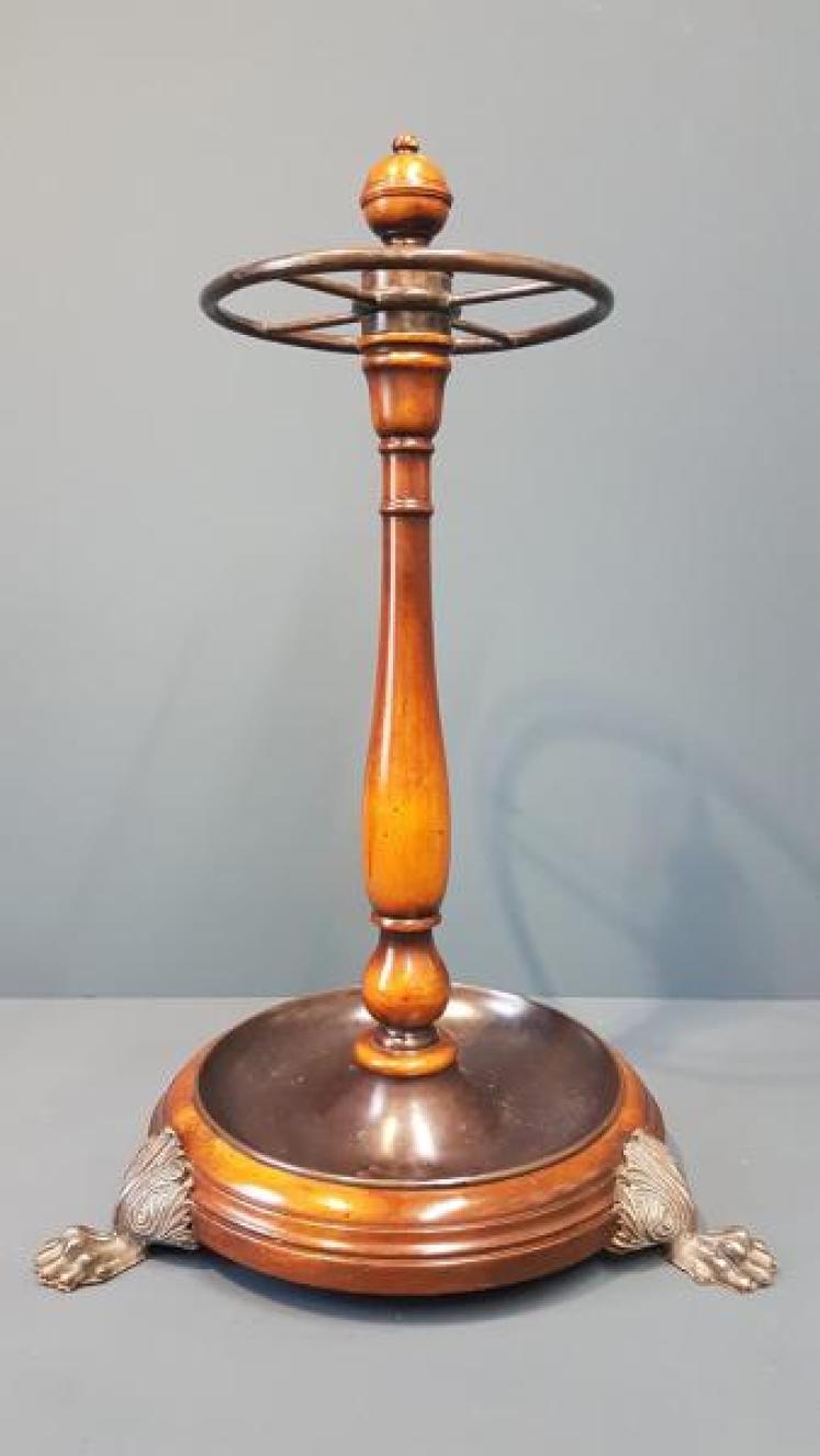 Edwardian Walnut and Brass Stick Stand  - Image 6