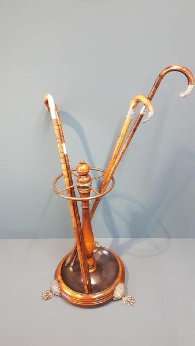 Edwardian Walnut and Brass Stick Stand  - Image 7