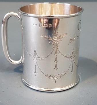 George V Engraved Silver Mug