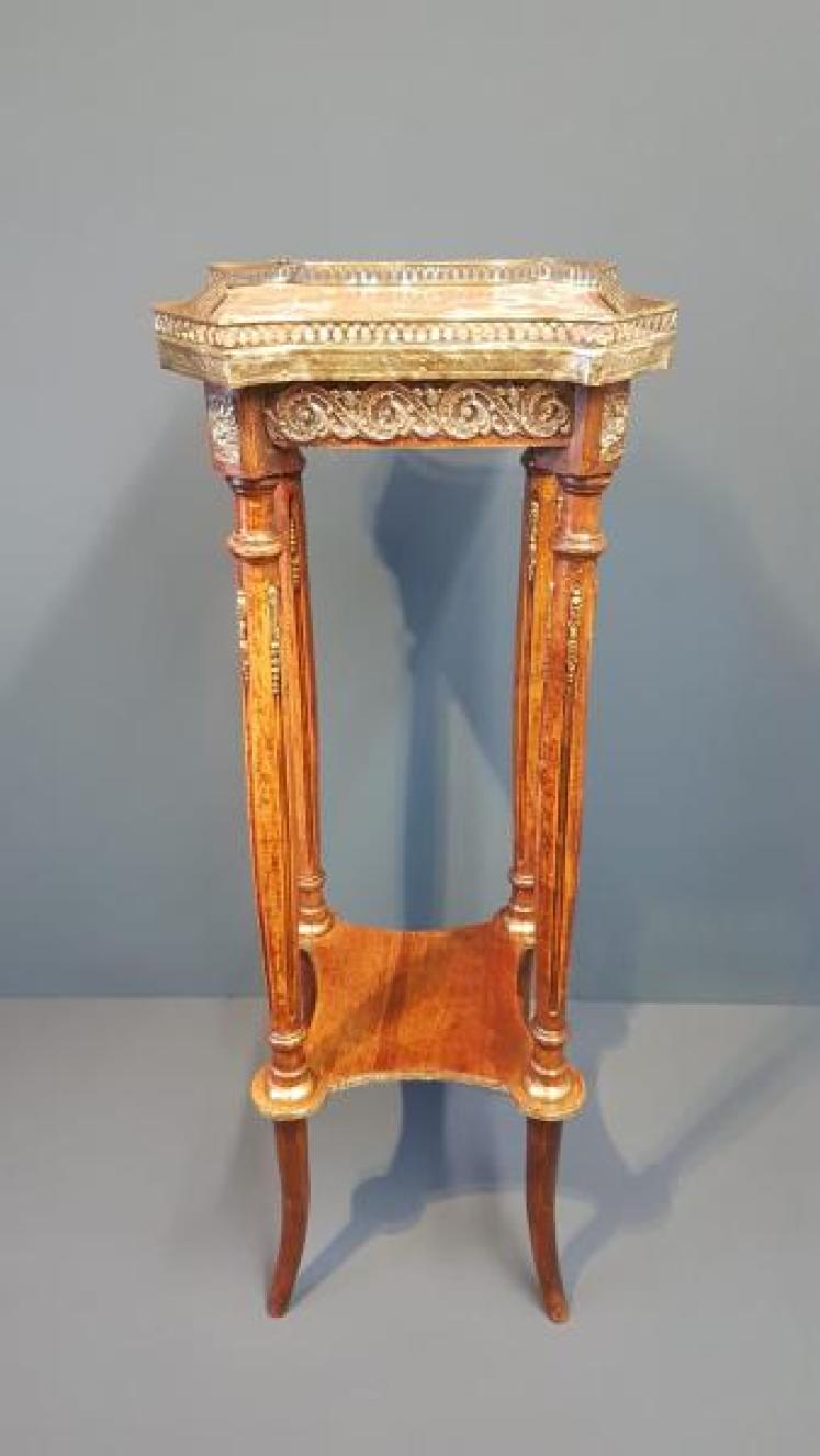 Victorian Walnut & Gilt Ormolu Plant Stand - Image 2