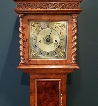 Early Victorian Walnut Verge Escapement Grandmother Clock