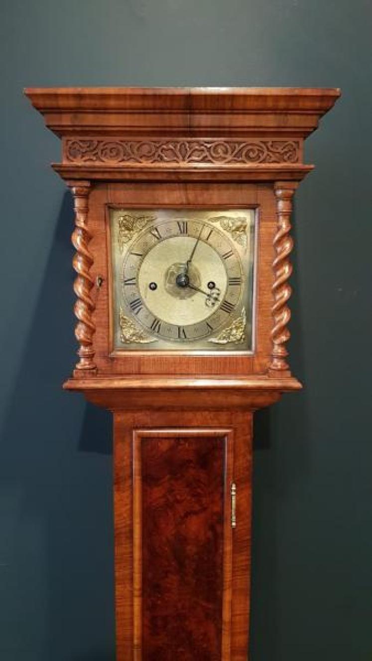 Early Victorian Walnut Verge Escapement Grandmother Clock - Image 1