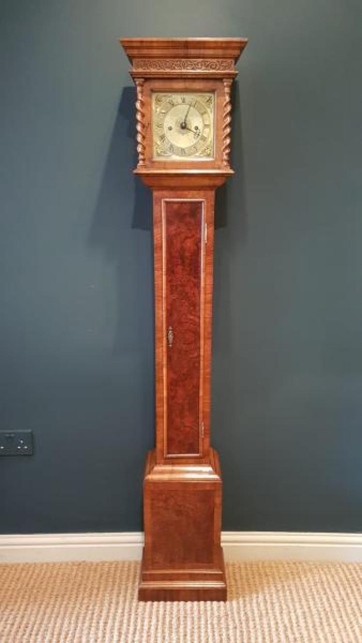 Early Victorian Walnut Verge Escapement Grandmother Clock - Image 2