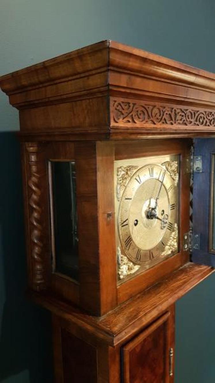 Early Victorian Walnut Verge Escapement Grandmother Clock - Image 4