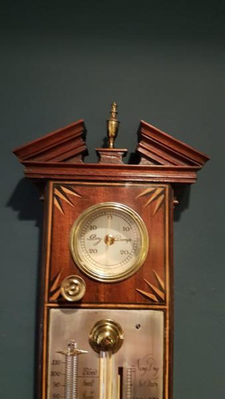 Edwardian Inlaid Stick Barometer with Hygrometer - Image 3