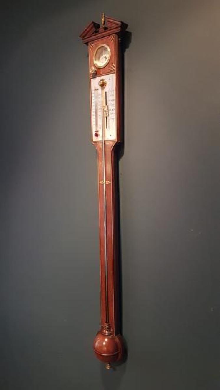 Edwardian Inlaid Stick Barometer with Hygrometer - Image 7