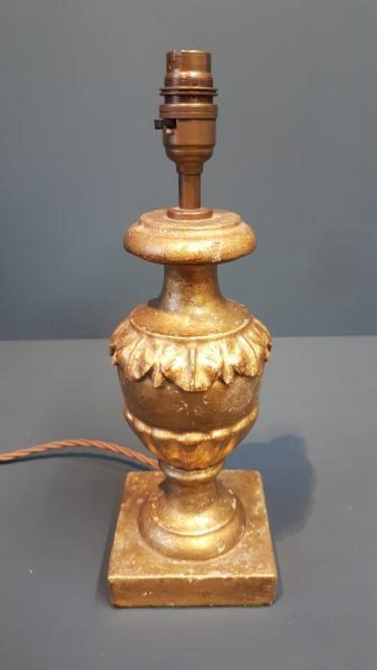 Pair of Timber Gilt Edwardian Table Lamps - Image 4