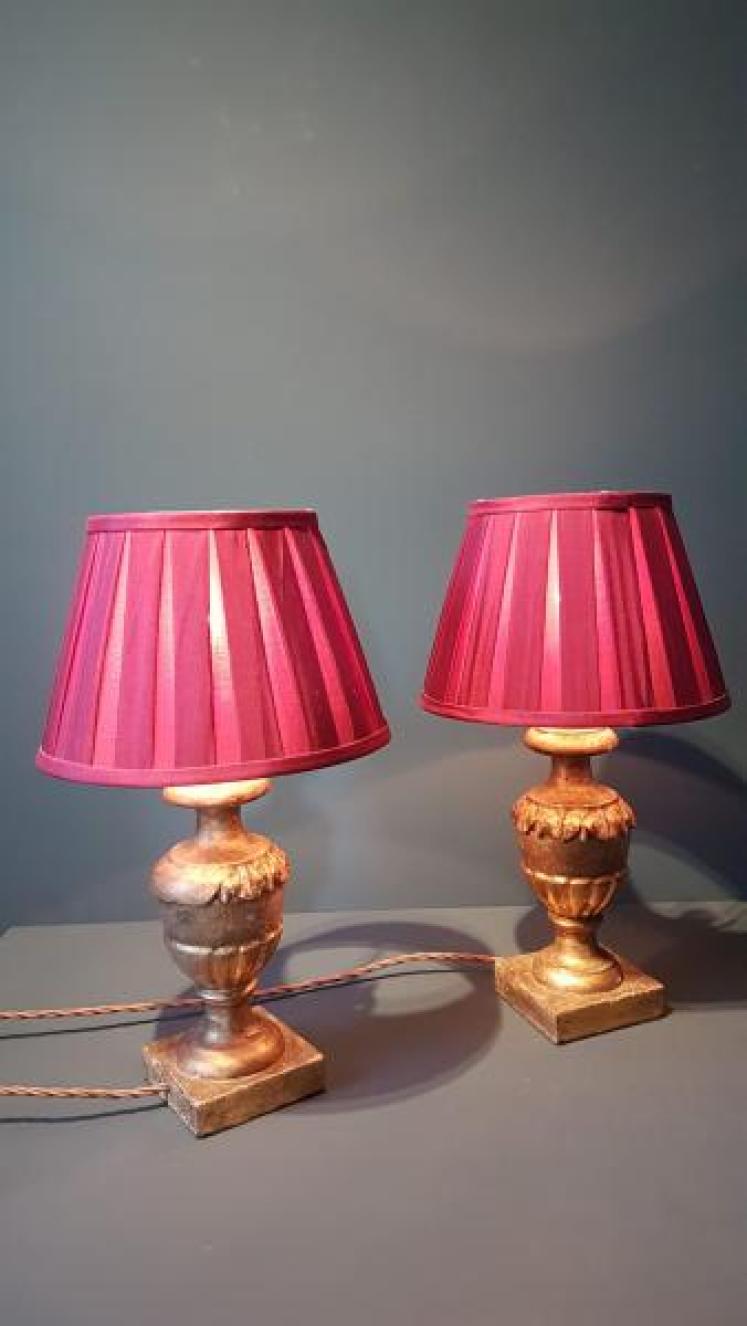 Pair of Timber Gilt Edwardian Table Lamps - Image 5