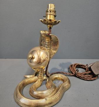 Unusual Edwardian Serpent Table Lamp and Counter Bell