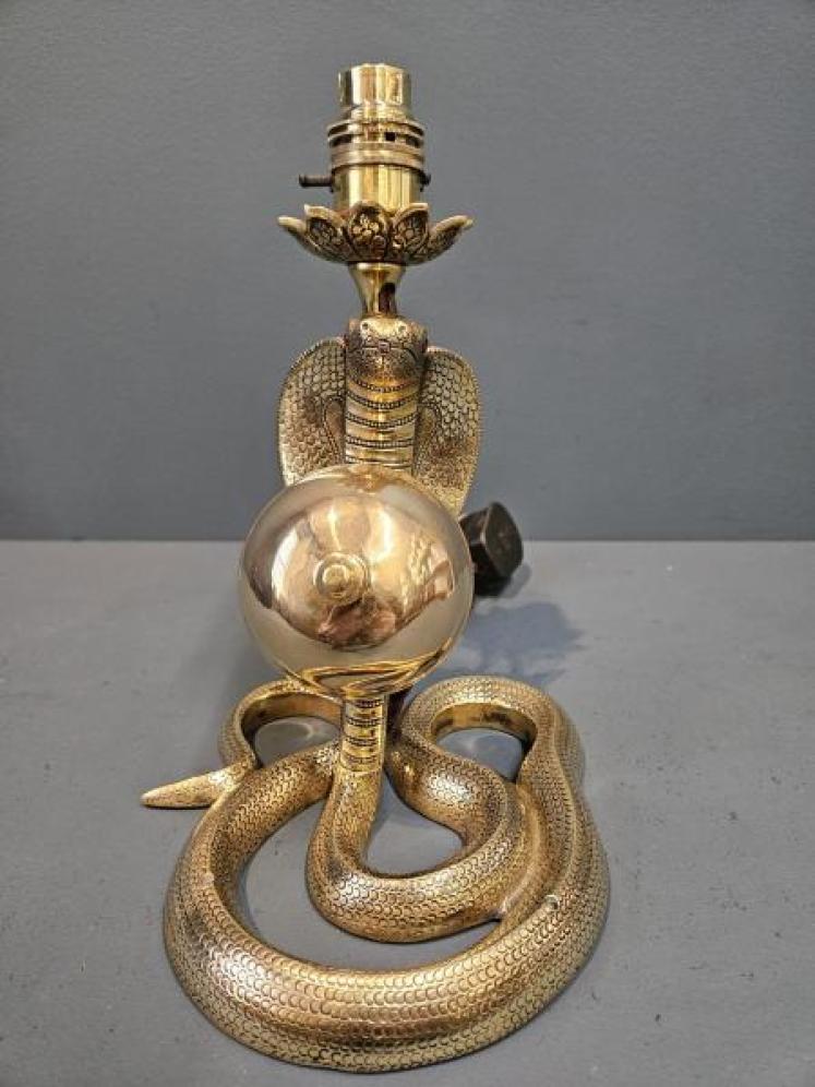 Unusual Edwardian Serpent Table Lamp and Counter Bell - Image 2