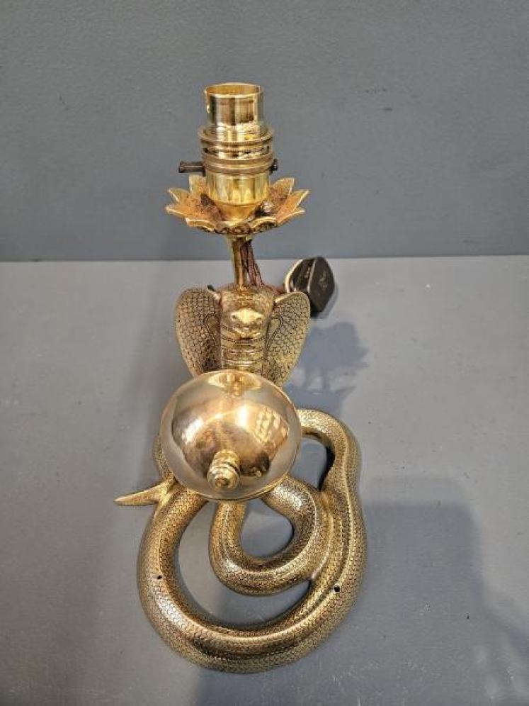 Unusual Edwardian Serpent Table Lamp and Counter Bell - Image 5