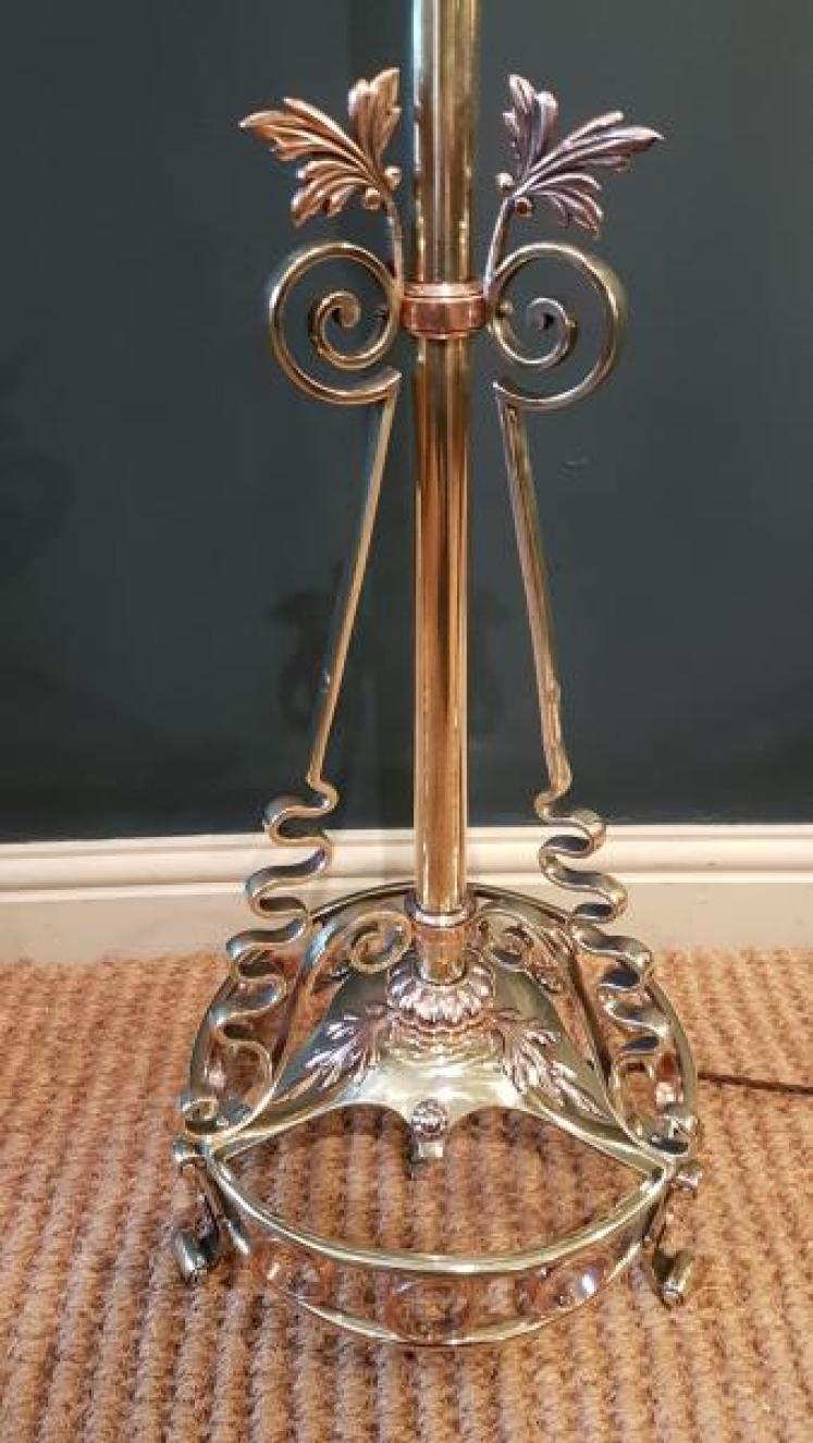 Edwardian Brass and Copper Trimmed Lamp Standard - Image 5