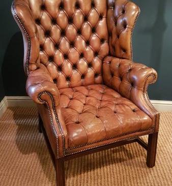 Superb 1920's Leather Wing Back Arm Chair