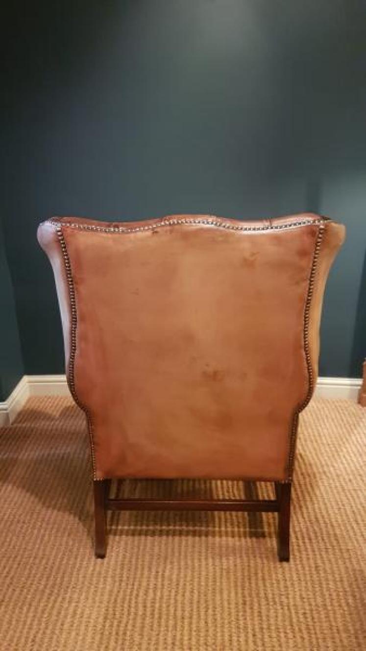 Superb 1920's Leather Wing Back Arm Chair - Image 4