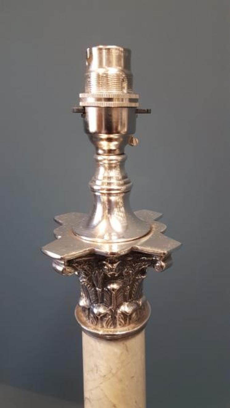 Pair of 1920's Marble Column Table Lamps - Image 3