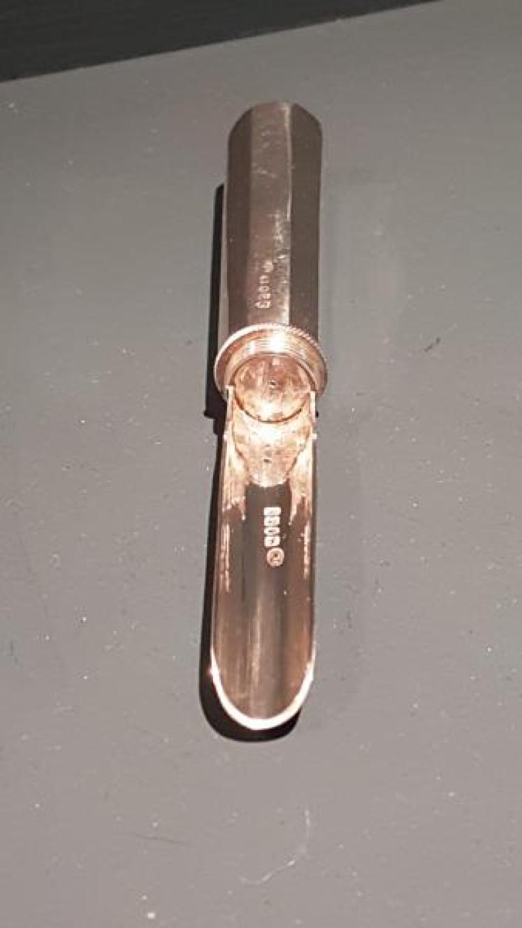 Rare Early Victorian Silver Apple Corer and Case - Image 2