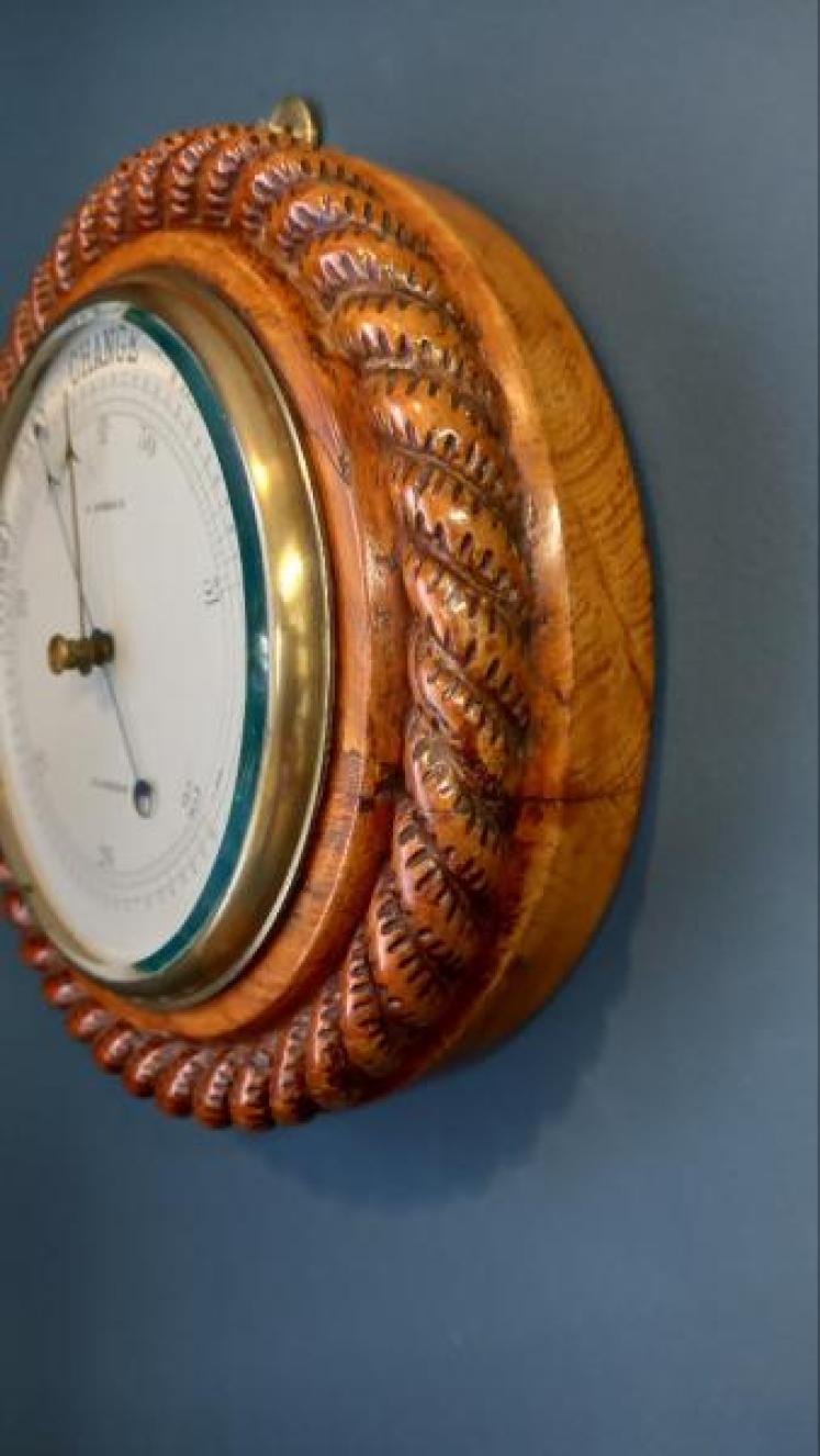 Victorian Polished Oak Glasgow Ship's Barometer - Image 4