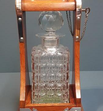 Victorian Oak and Silver Plated Tantalus