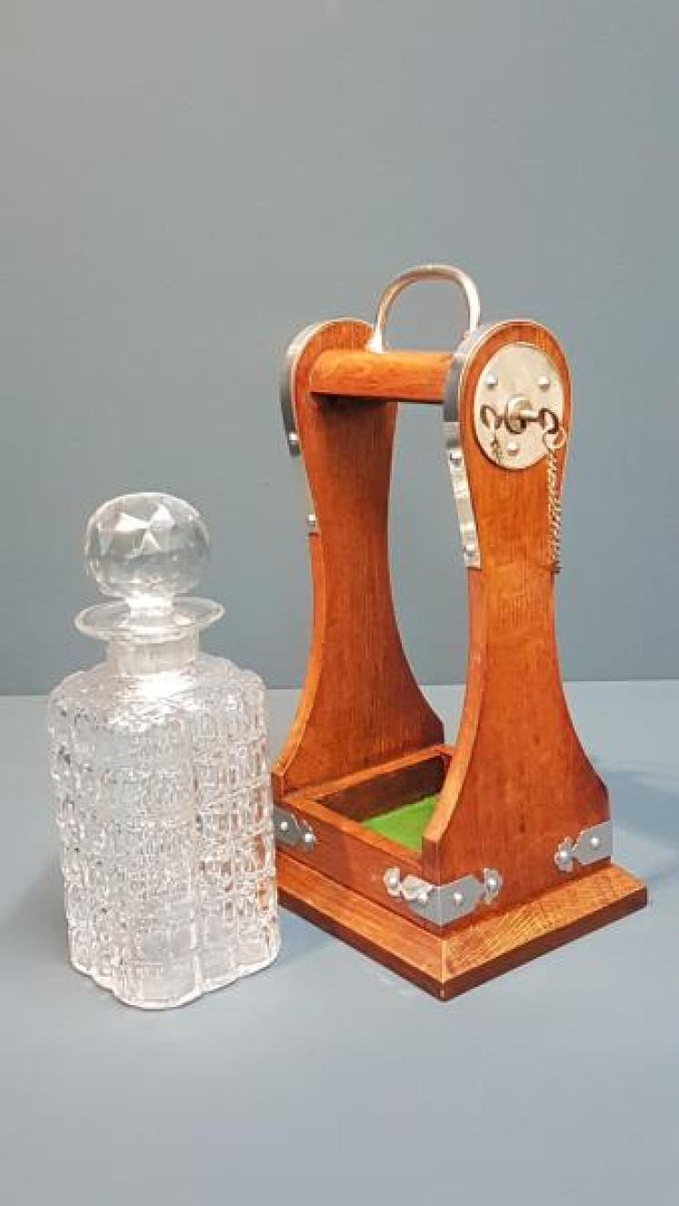 Victorian Oak and Silver Plated Tantalus - Image 2