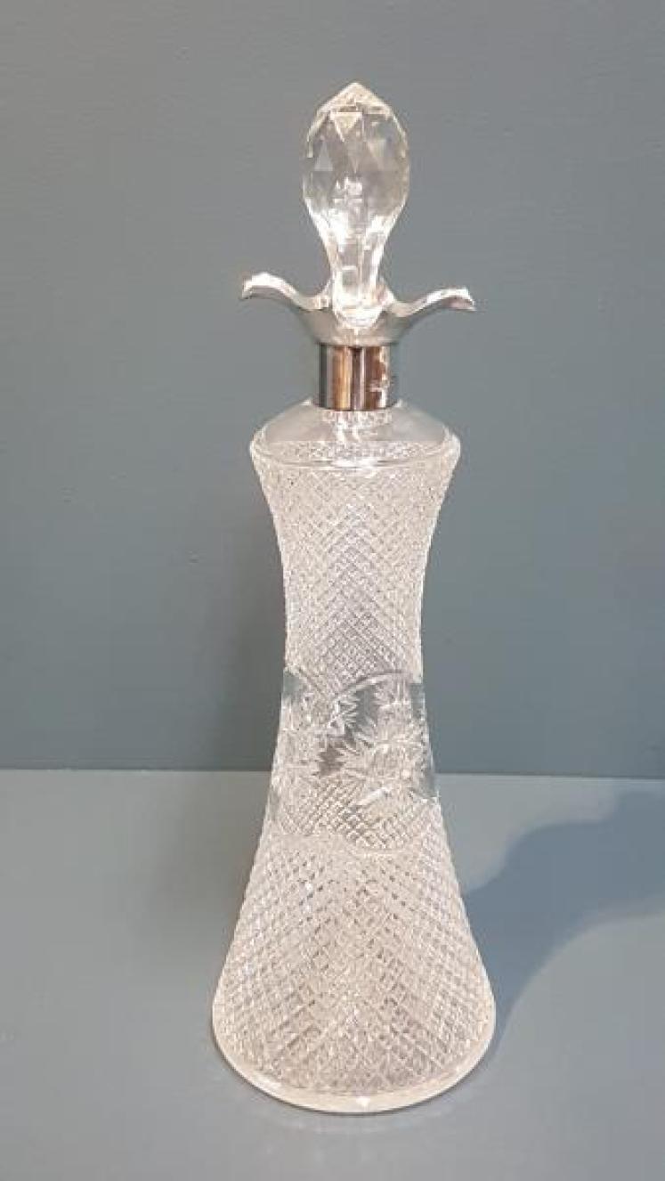 Edwardian Walker and Hall Silver Mounted Decanter - Image 1