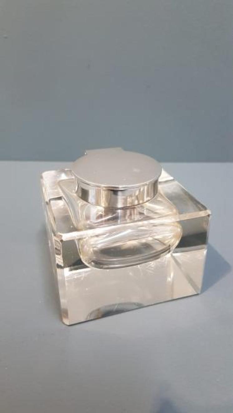 Large Edwardian Silver Top Ink Well - Image 1