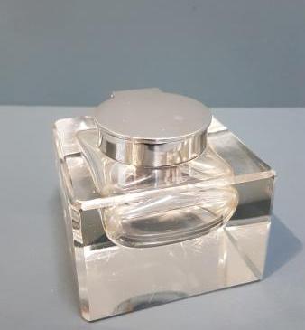 Large Edwardian Silver Top Ink Well