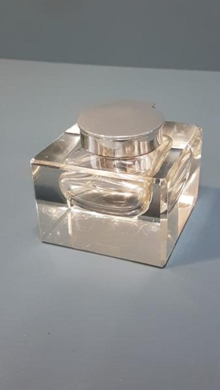 Large Edwardian Silver Top Ink Well - Image 4