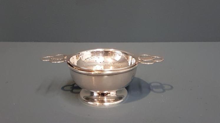 Silver Tea Strainer and Stand - Image 1