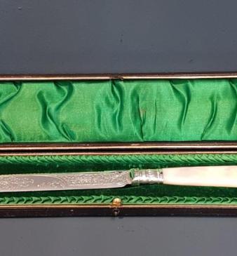 Edwardian Silver and Mother of Pearl Cake Knife