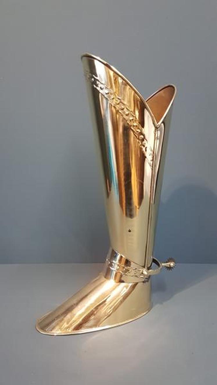 Unusual 1920's Brass Boot Stick Stand - Image 1
