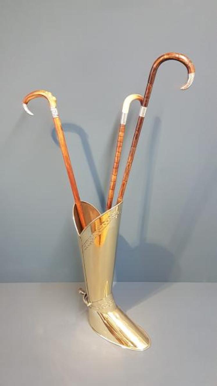 Unusual 1920's Brass Boot Stick Stand - Image 2