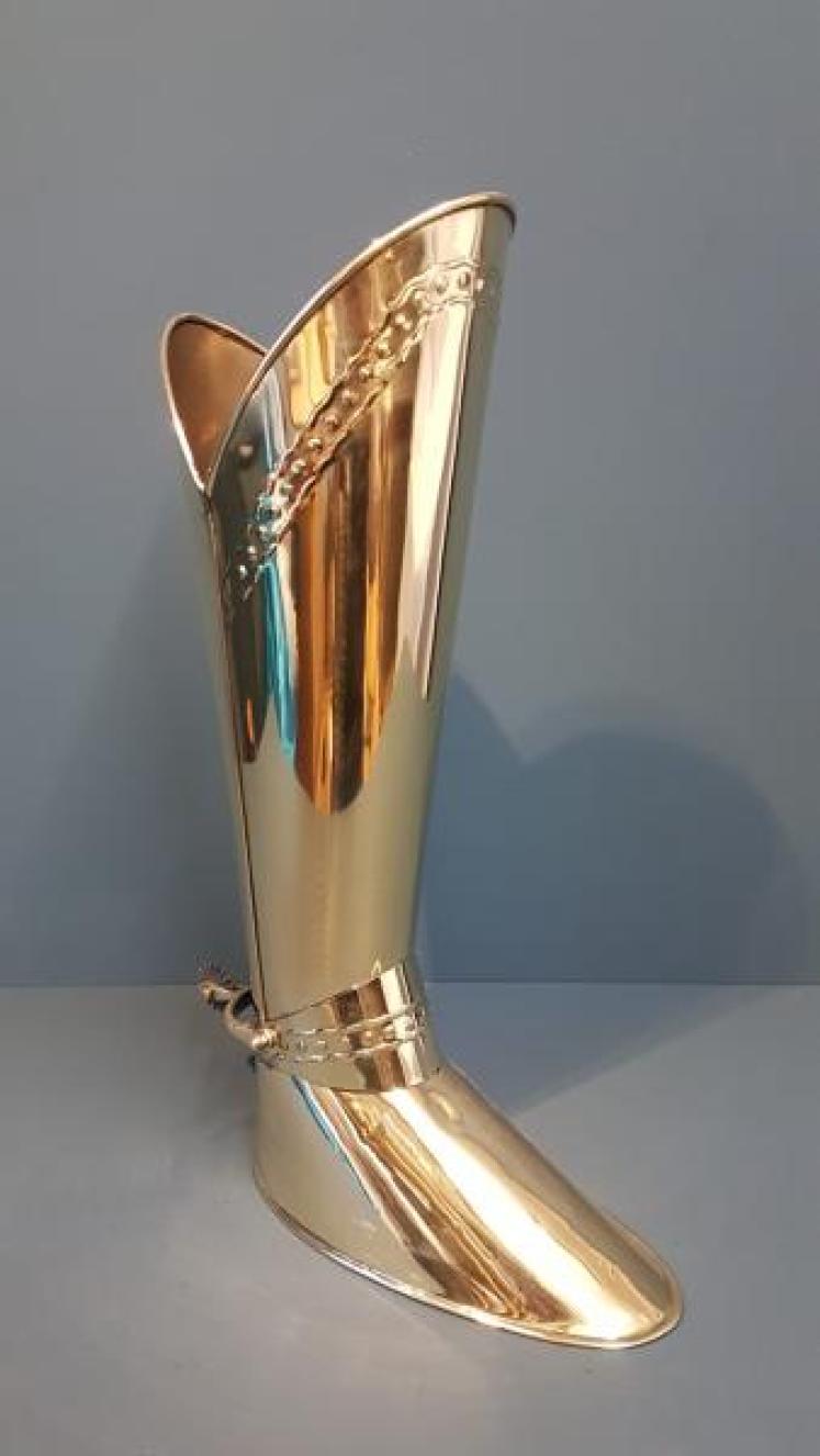 Unusual 1920's Brass Boot Stick Stand - Image 3