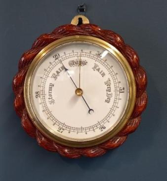 Victorian Oak & Porcelain Dial Ship's Barometer