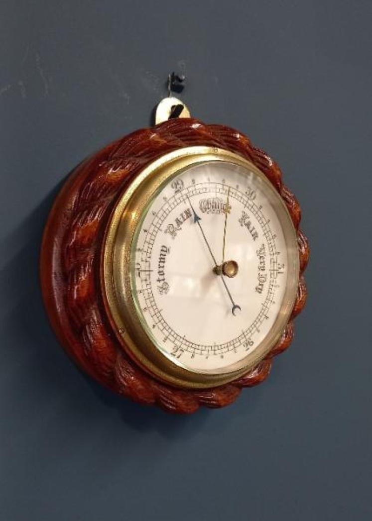 Victorian Oak & Porcelain Dial Ship's Barometer - Image 2