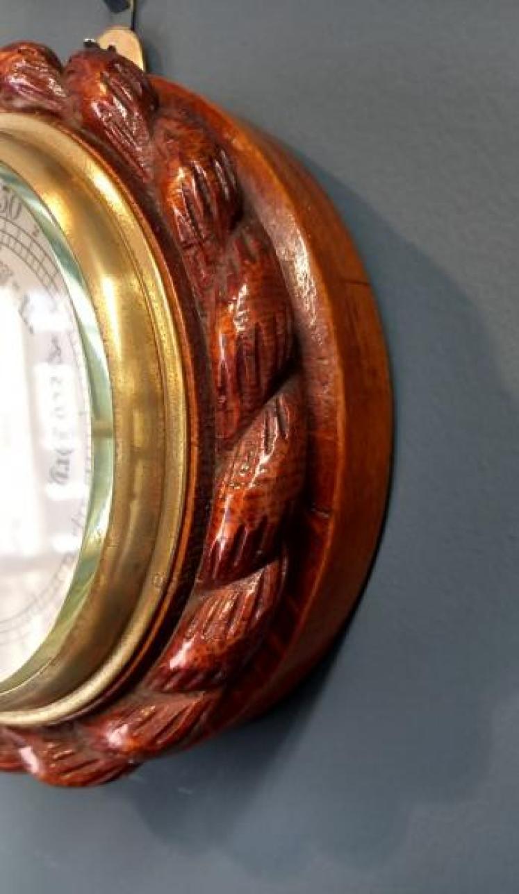 Victorian Oak & Porcelain Dial Ship's Barometer - Image 3