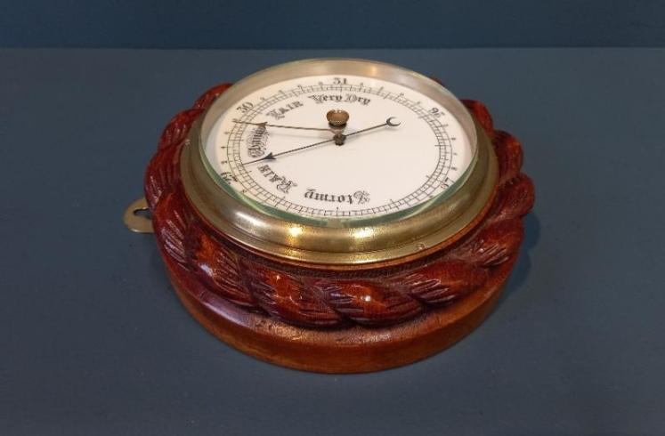 Victorian Oak & Porcelain Dial Ship's Barometer - Image 7