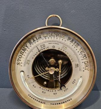 Victorian Marine Barometer with Crescent Thermometer