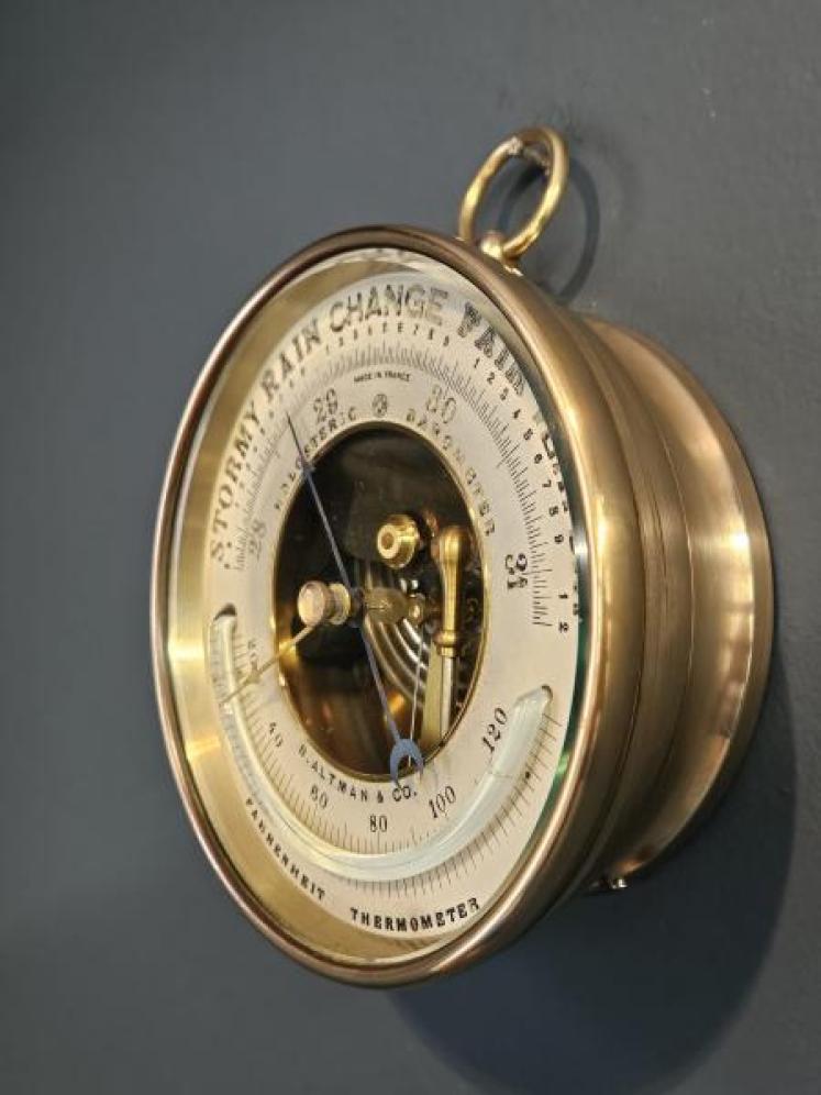 Victorian Marine Barometer with Crescent Thermometer - Image 2