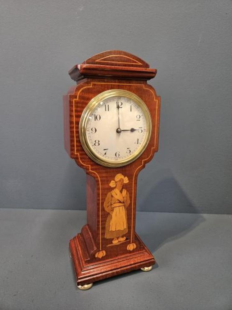 Edwardian Dutch Girl Inlaid Mantel Clock - Image 2