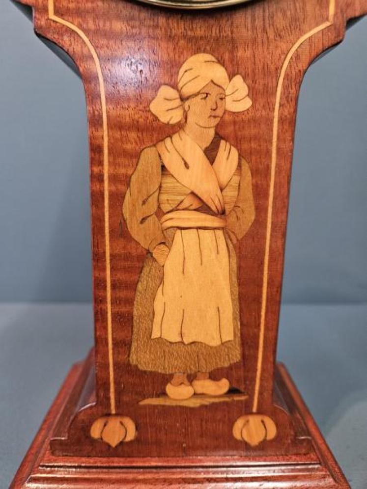 Edwardian Dutch Girl Inlaid Mantel Clock - Image 4