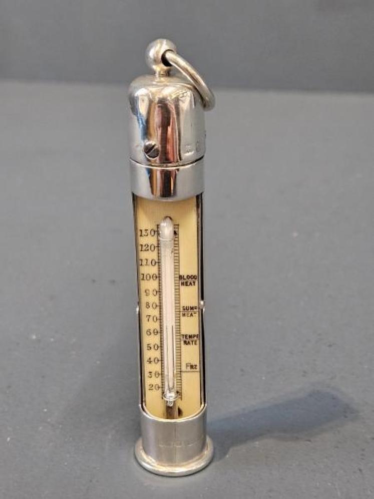 Edwardian Silver Campaign Thermometer - Image 1