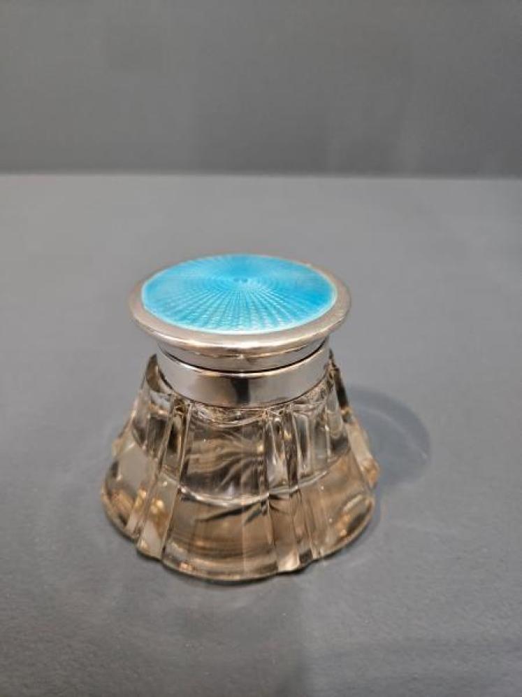 Immaculate Silver and Enamel Ink Well - Image 1