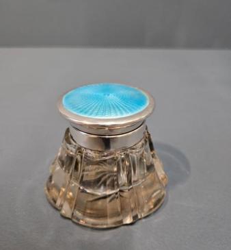 Immaculate Silver and Enamel Ink Well