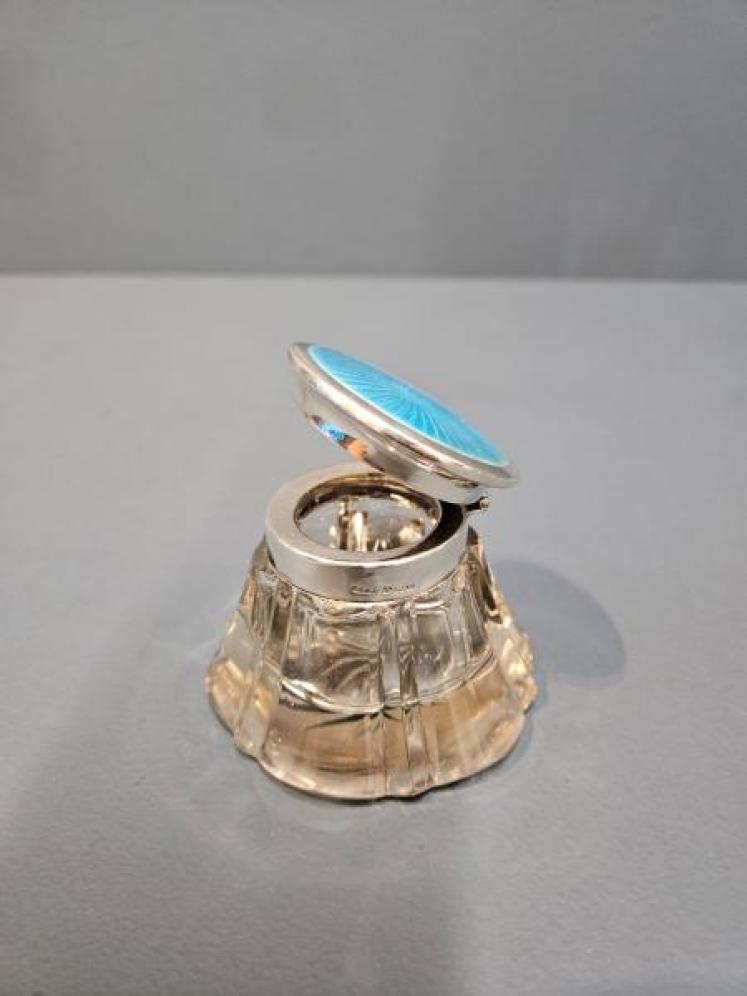 Immaculate Silver and Enamel Ink Well - Image 2