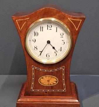 Edwardian Flared Top Inlaid Mantel Clock