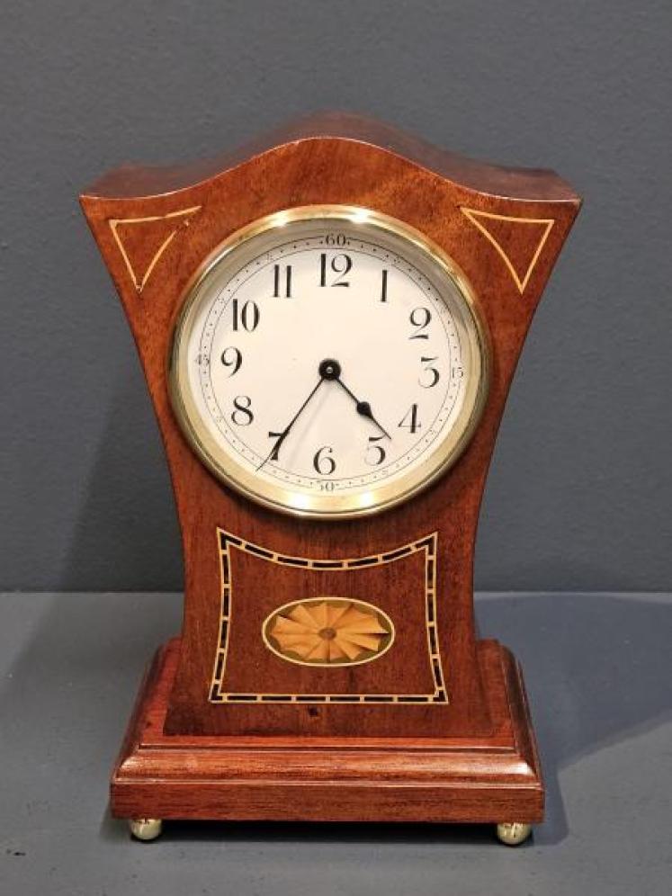 Edwardian Flared Top Inlaid Mantel Clock - Image 1