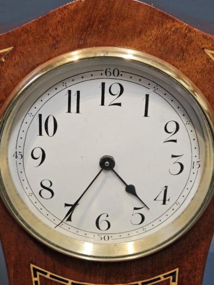 Edwardian Flared Top Inlaid Mantel Clock - Image 4