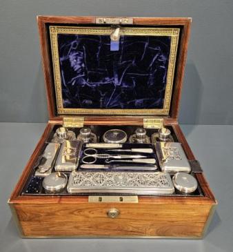 Outstanding Georgian Kingwood Travelling Box with Silver Contents