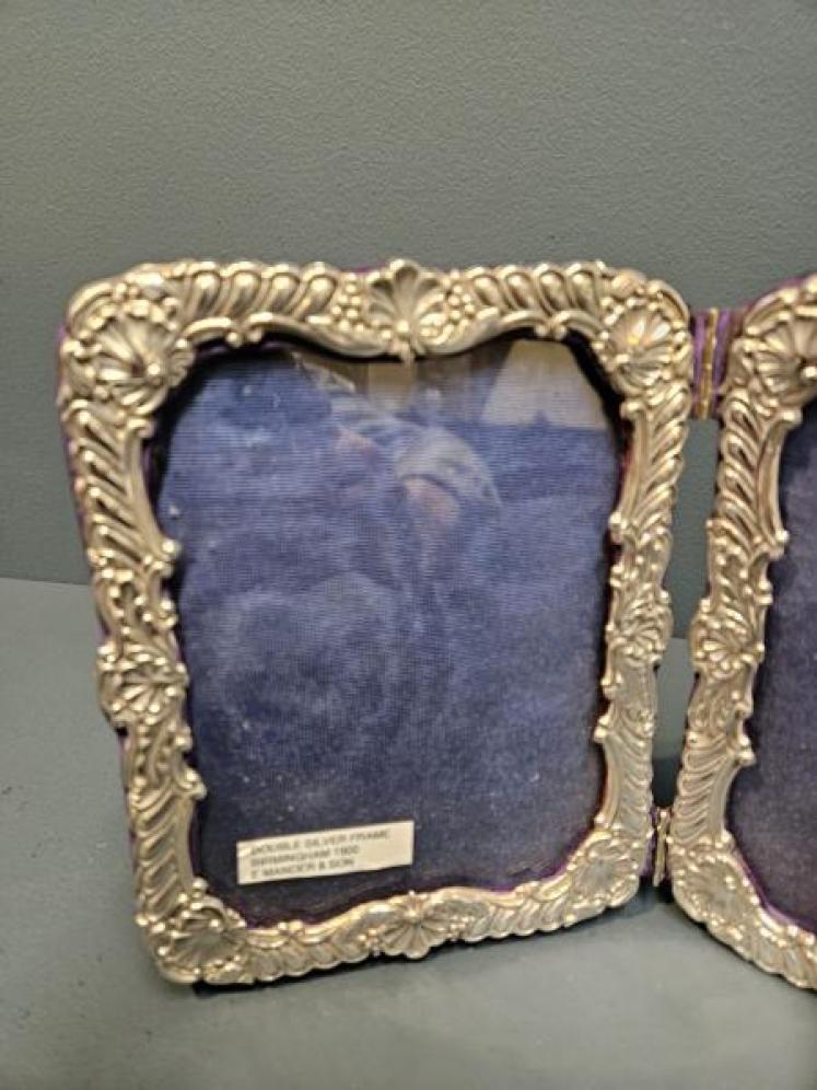 Victorian Double Silver Photo Frame - Image 7