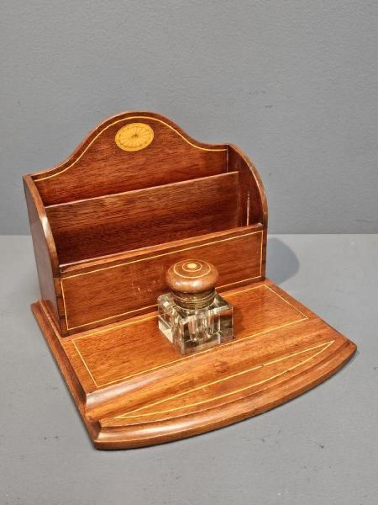 Late Victorian Mahogany Pen, Ink and Letter Stand - Image 6
